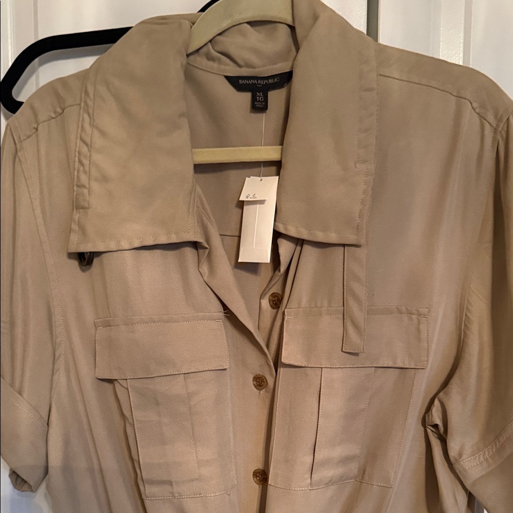NWT - Banana Republic Beige Utility Shirt-Jumpsuit